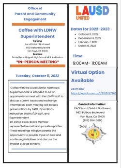Coffee with LDNW Superintendent flyer